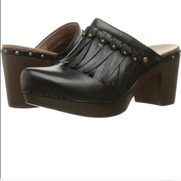 dansko fringe clogs